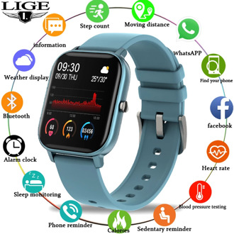 LIGE Fashion Smart Watch Men IPX7 Waterproof Fitness Tracker LED Full Screen Touch Heart Rate Monitor Sports Smart Watch Woman