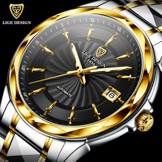 LIGE New High-end luxury Mens Watches Automatic Mechanical Tungsten Steel Sapphire Glass 50M Waterproof Watch Relogio Masculino