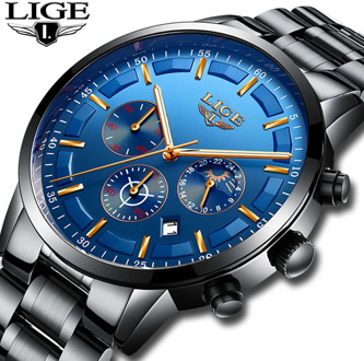LIGE Watch Men Fashion Sports Quartz Clock Mens Watches Top Brand Luxury Blue Business Waterproof Watch Relogio Masculino 2020