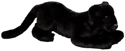 Liggende zwarte panter knuffel van pluche 35 cm - Knuffeldier