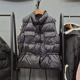 Ligh Mouwloze Body Warmer Vrouwen Lente Jas Voor Lente Gewatteerde Vrouwelijke Korte Eend Donzen Vest Kantoor Koreaanse Stijl Wit zwart / L