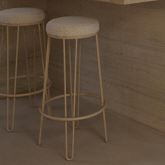 Light & Living Barkruk 'Alice' Bouclé, kleur Crème (zithoogte 73cm)