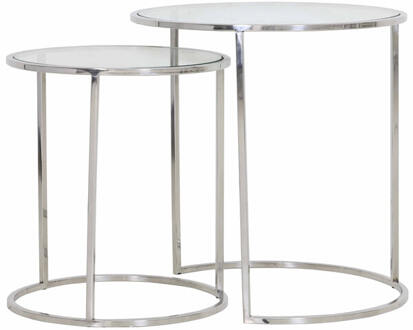 Light & Living Bijzettafel Duarte - Nikkel - Ø40+Ø50cm Zilver