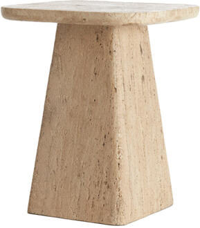 Light & Living Bijzettafel 'Kepami' Travertin, 40 x 40cm, kleur Zand - 40 x 40 cm