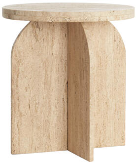 Light & Living Bijzettafel 'Otinia' Travertin, 48cm hoog, kleur Zand - 48 cm