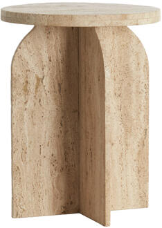 Light & Living Bijzettafel 'Otinia' Travertin, 56cm hoog, kleur Zand - 56 cm