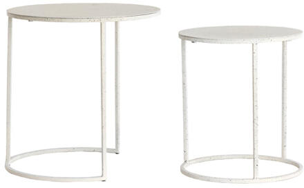 Light & Living Bijzettafel 'Sadar' Set van 2 stuks, kleur Wit/Lichtgrijs Licht Grijs, Wit