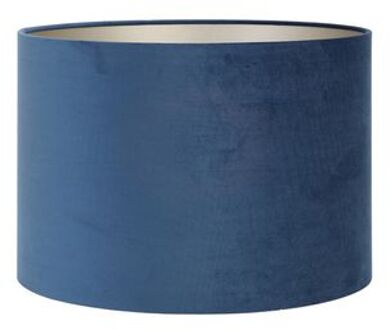 Light & Living Cilinder Lampenkap Velours - Petrol Blue - Ø40x30cm Blauw