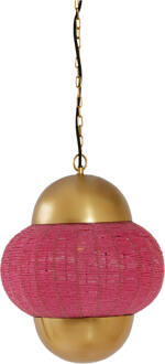 Light & Living Hanglamp 'Cetara' Kralen, 33cm, kleur Roze/Brons