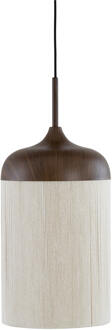 Light & Living Hanglamp 'Dania' Houtlook en touw, 28cm, kleur Donkerbruin - 28 cm