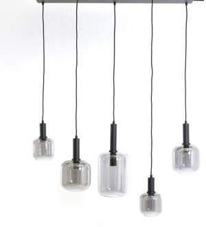 Light & Living Hanglamp Lekar - Smoke Glas - 110x22x32cm - 5L Zwart