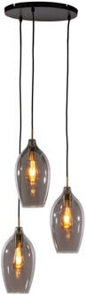Light & Living Hanglamp 'Lukaro' 3-lamps, kleur Smoke/Antiek Brons