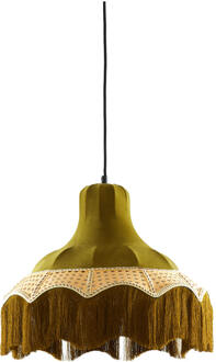 Light & Living Hanglamp 'Mizia' Velvet en webbing, 40cm, kleur Groen - 40 cm