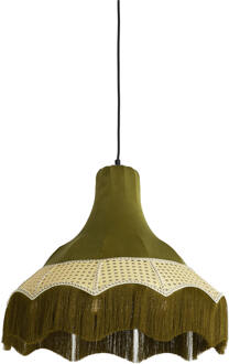 Light & Living Hanglamp 'Mizia' Velvet en webbing, 50cm, kleur Groen - 50 cm