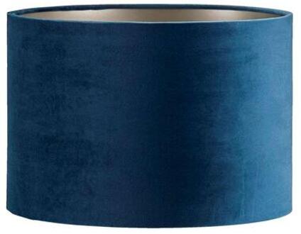 Light & Living Kap Cilinder - blauw velours - Ø30x21 cm - Leen Bakker