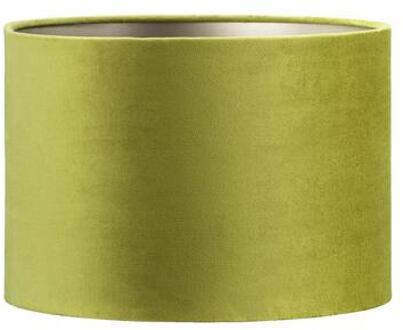Light & Living Kap Cilinder - groen velours 1 - Ø30x21 cm - Leen Bakker