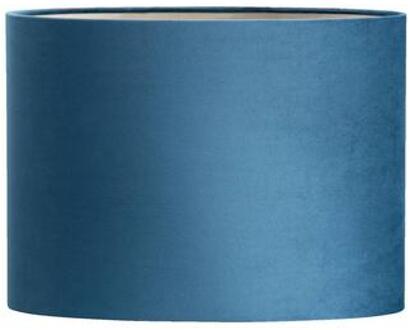 Light & Living Kap Ovaal - blauw velours - 28,5x38x17,5 cm - Leen Bakker - 28.5 x 17.5 x 38