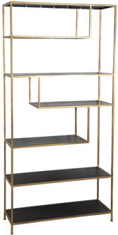 Light & Living Kast YLAYA open - mat zwart-goud - M Goud, Zwart