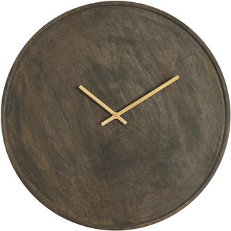 Light & Living Klok 'Veti' Mangohout, 41cm, kleur Donkerbruin - 41 cm