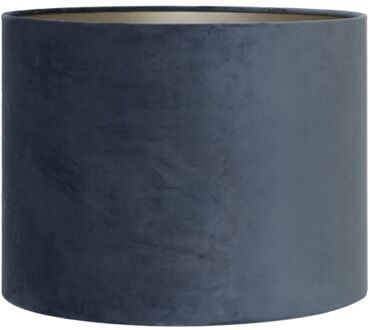 Light & Living Lampenkap cilinder VELOURS - 30-30-21cm - dusty blue Blauw