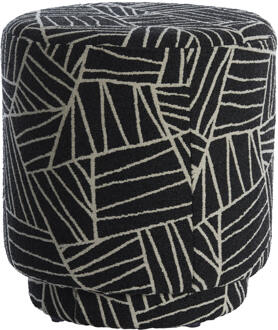 Light & Living Poef 'Davonte' 40cm, kleur Zwart/Wit