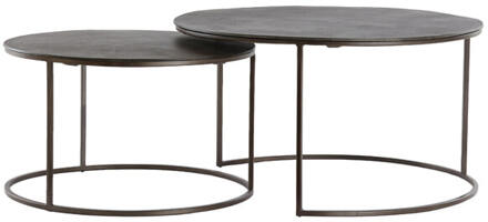 Light & Living Ronde Salontafel 'Talca' Set van 2 stuks, kleur Donkerbruin