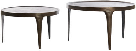 Light & Living Ronde Salontafel 'Tobias' Set van 2 stuks, kleur Donkerbruin