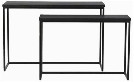 Light & Living Side table S/2 100x30x70+120x40x82 cm BRYSON hout mat... Zwart