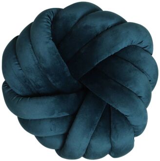 Light & Living sierkussen knot velvet petrol ø 33cm Blauw