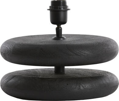 Light & Living Tafellamp 'Eboli' Mangohout, Ø25cm, kleur Mat Zwart (excl. kap) - 25 cm