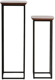 Light & Living Zuil 'Quenza' Acaciahout, Set van 2 stuks, kleur Bruin