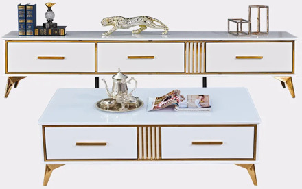 Light luxury style coffee table TV cabinet combination simple post-modern audiovisual cabinet floor cabinet Italian minimalist