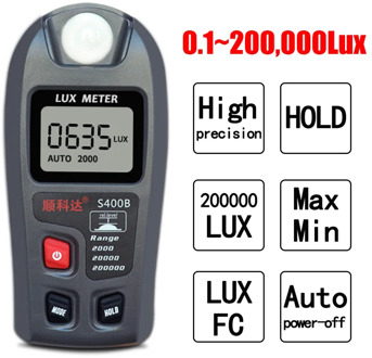 Light meter Lux meter 0~200,000lux illumination photometer portableilluminometer lux/fc photometer tester Luminance meter