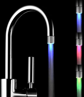 Light-Up Led Water Kraan Veranderende Glow Tap Keuken Gereedschap Water Saving Novelty Lichtgevende Kraan Nozzle Hoofd Badkamer Douche licht 3 kleuren nee Adapters