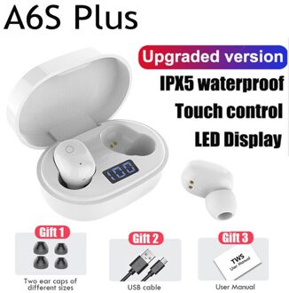Lightbuds A6S Plus Tws Draadloze Bluetooth Headsets Mini Waterdichte Oortelefoon Voor Xiaomi Redmi Stereo Oordopjes Voor Alle Smart Phone A6S Plus wit