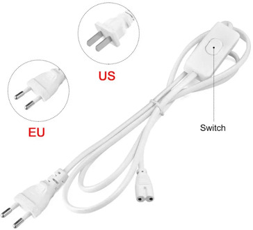 Lighting Accessory 220V EU Plug Switch Cable For T5 LED Tube T8 Power Charging Wire Connection Wire ON/OFF Connector Home Decor