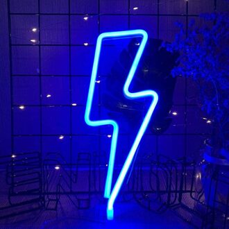 Lightning Led Neon Sign Muur Nachtlampje Usb Batterij Operated Tafellamp Voor Thuis Slaapkamer Party Wedding Decor Kids Blauw