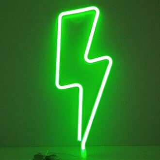 Lightning Led Neon Sign Muur Nachtlampje Usb Batterij Operated Tafellamp Voor Thuis Slaapkamer Party Wedding Decor Kids groen