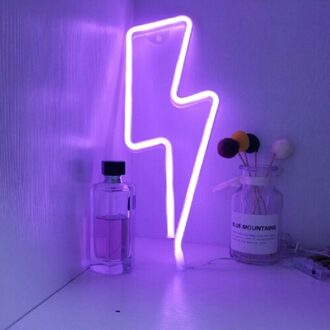 Lightning Led Neon Sign Muur Nachtlampje Usb Batterij Operated Tafellamp Voor Thuis Slaapkamer Party Wedding Decor Kids paars