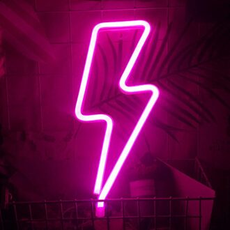 Lightning Led Neon Sign Muur Nachtlampje Usb Batterij Operated Tafellamp Voor Thuis Slaapkamer Party Wedding Decor Kids roze