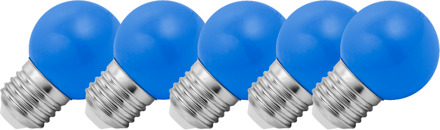 Lighto | LED lamp | Grote fitting E27 | Blauw | Kogellamp | 45mm | 1.5W | Dimbaar | 5-pack | Geschikt voor prikkabel