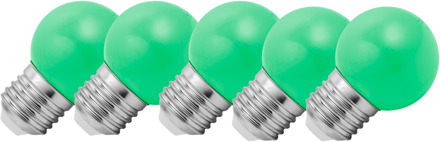 Lighto | LED lamp | Grote fitting E27 | Groen | Kogellamp | 45mm | 1.5W | Dimbaar | 5-pack | Geschikt voor prikkabel