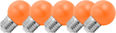 Lighto | LED lamp | Grote fitting E27 | Oranje | Kogellamp | 45mm | 1.5W | Dimbaar | 5-pack | Geschikt voor prikkabel
