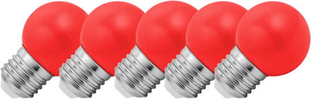 Lighto | LED lamp | Grote fitting E27 | Rood | Kogellamp | 45mm | 1.5W | Dimbaar | 5-pack | Geschikt voor prikkabel