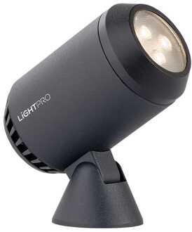 Lightpro Castor 3 LED Prikspot - 2.5 Watt - 309 Lumen - 3000K warm wit - 12V - Kanterlbaar Tuinspot - IP67 Waterdicht - Antraciet