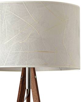 Ligno vloerlamp, noten/blad wit noten, crème