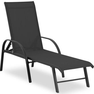 Ligstoel - Zwart - Aluminium Frame - Verstelbare Rugleuning Uni_sunbed_07