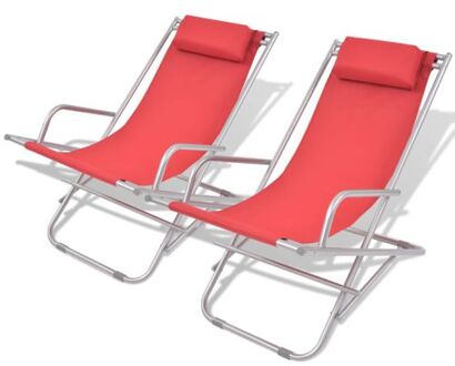 Ligstoelen - Verstelbaar - Rood - 69 x 61 x 94 cm - PVC zitting