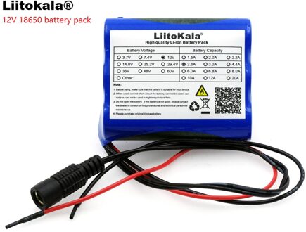 Liitokala 12 V 2600 mAh lithium-ion batterij Monitor CCTV Camera batterij 12.6 V naar 11.1 V 18650 backup power