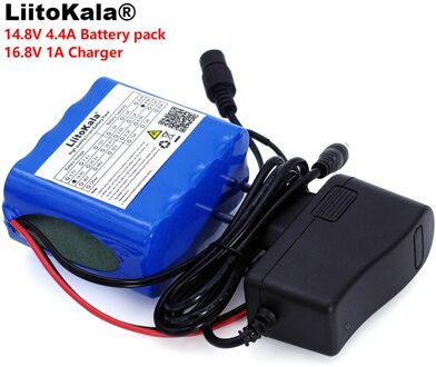 LiitoKala 14.8 v 4.4Ah 18650 li-iom batterij nacht vissen lamp heater mijnwerkerslamp versterker batterij met BMS + 16.8 v Charger